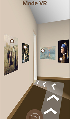 Musée en 2d avec des oeuvres et des flèches pour indiquer le chemin