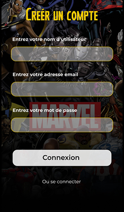Page de création d'un compte