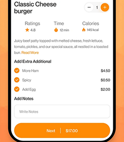 Fond de page d'une application de burger