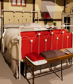 Zoom sur le lit de la pièce