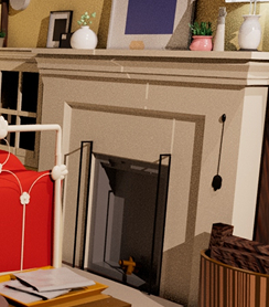 Zoom sur la cheminée de la pièce