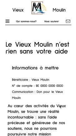 Wireframe de la page de dons du site